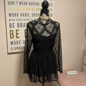 Lost Ink | Black | Sheer Top